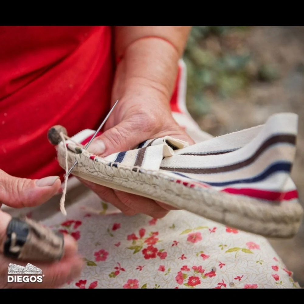 Cousu Main Classic flat French stripes espadrilles